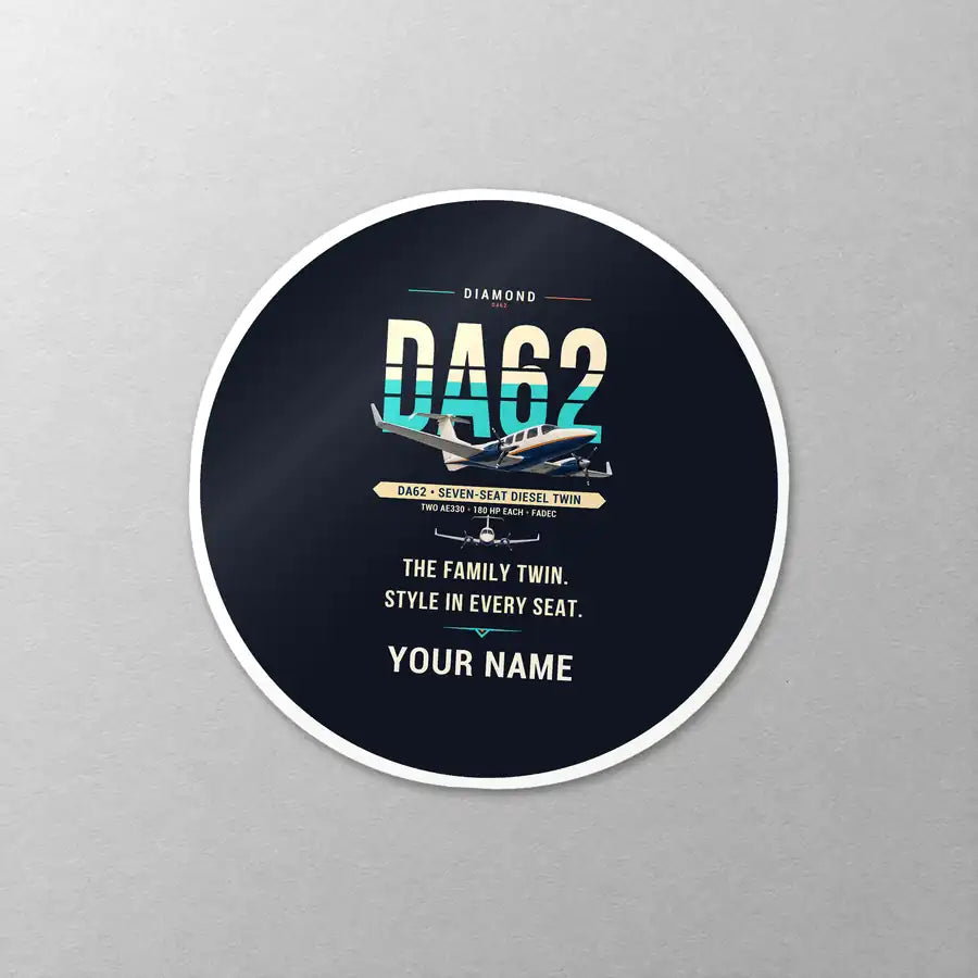Diamond DA62 - Original + Name - Circle Sticker - Close-up