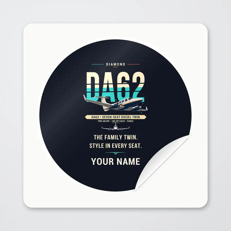 Diamond DA62 - Original + Name - Circle Sticker - Peel