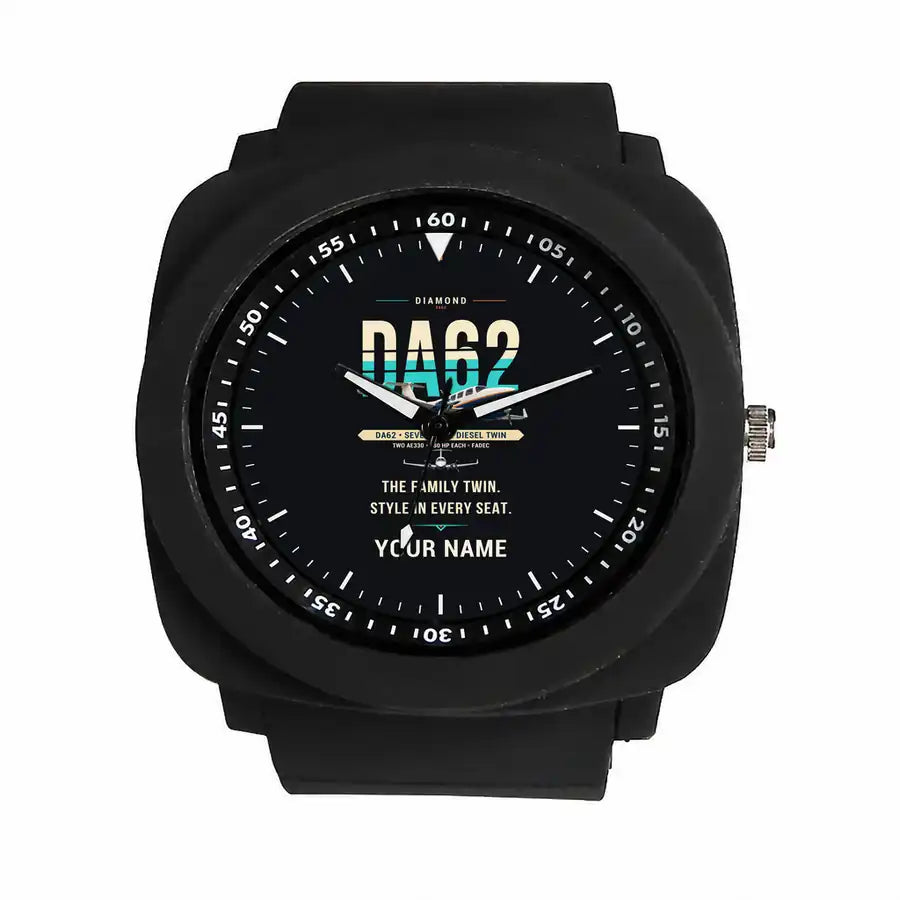 Diamond DA62 - Original + Name - Rubber Strap - Black