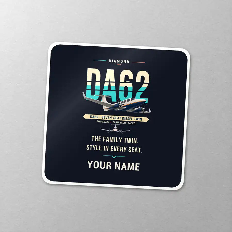 Diamond DA62 - Original + Name - Square Sticker - Close-up