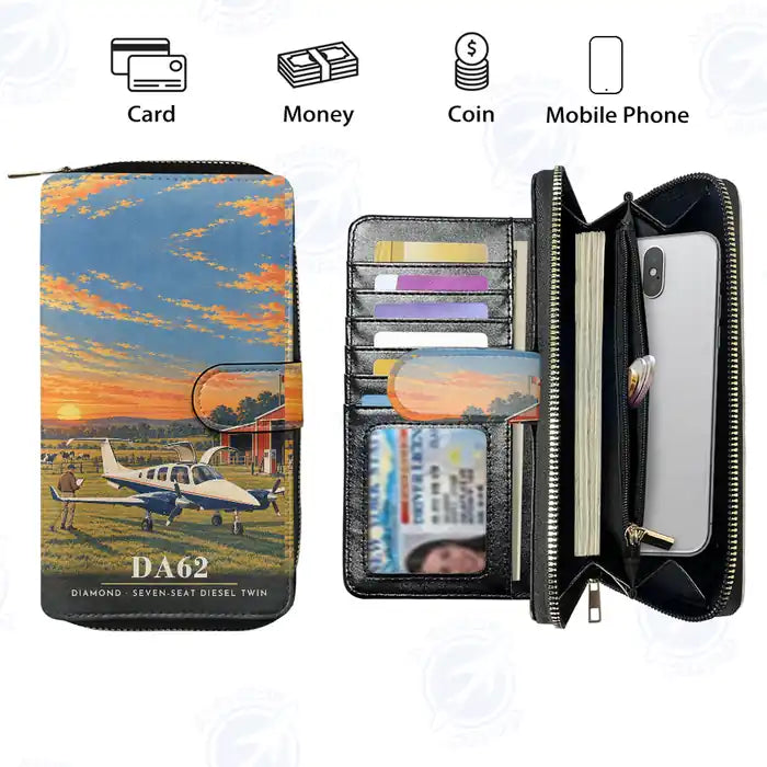 Diamond DA62 Leather Wallets - Zip Long Wallet - 3D