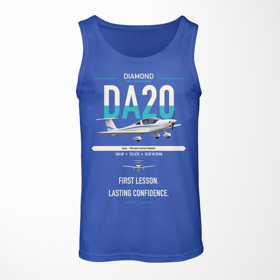 Diamond DA20 design on blue tank top