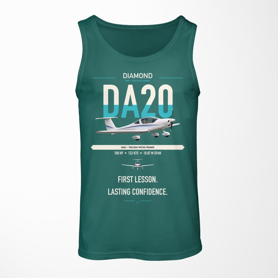 Diamond DA20 design on green tank top