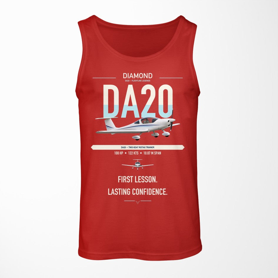 Diamond DA20 design on red tank top