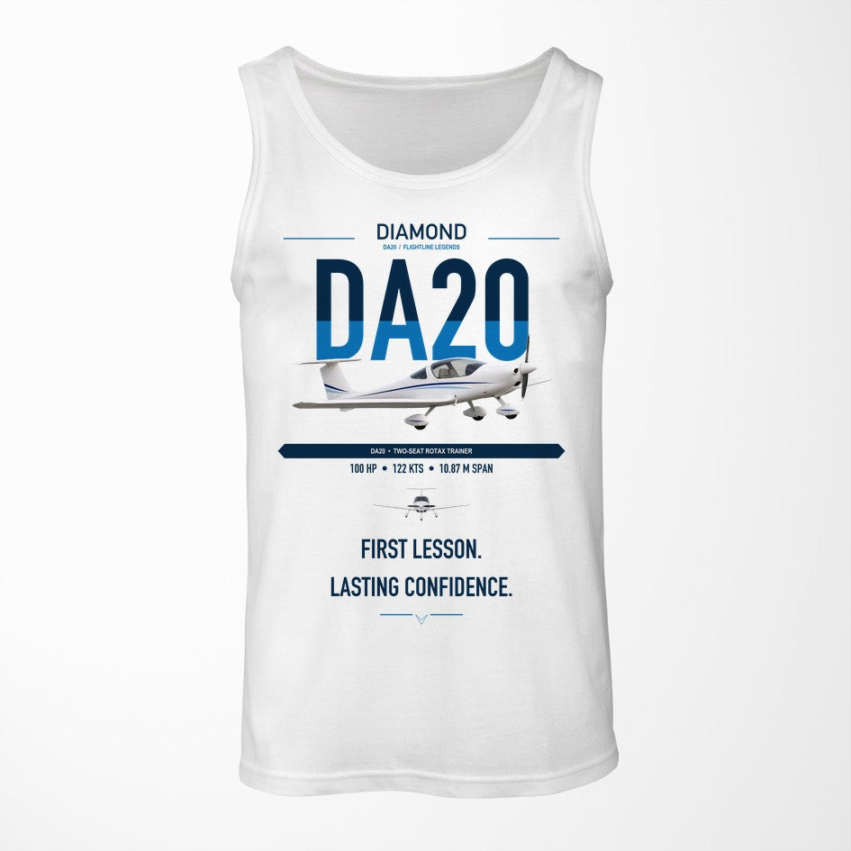 Diamond DA20 design on white tank top