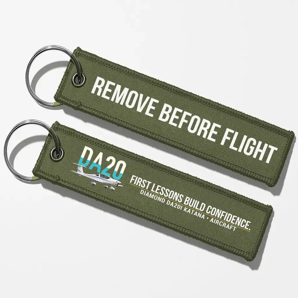 Diamond DA20i Katana Aviator Key Chains - Green Army - Remove Before Flight