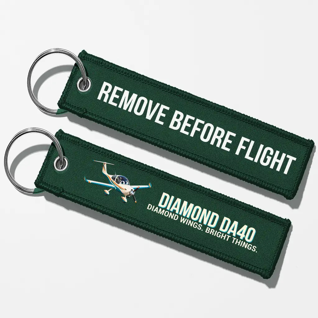 Cartoon Diamond DA40 Aviator Key Chains - Dark Green - Remove Before Flight