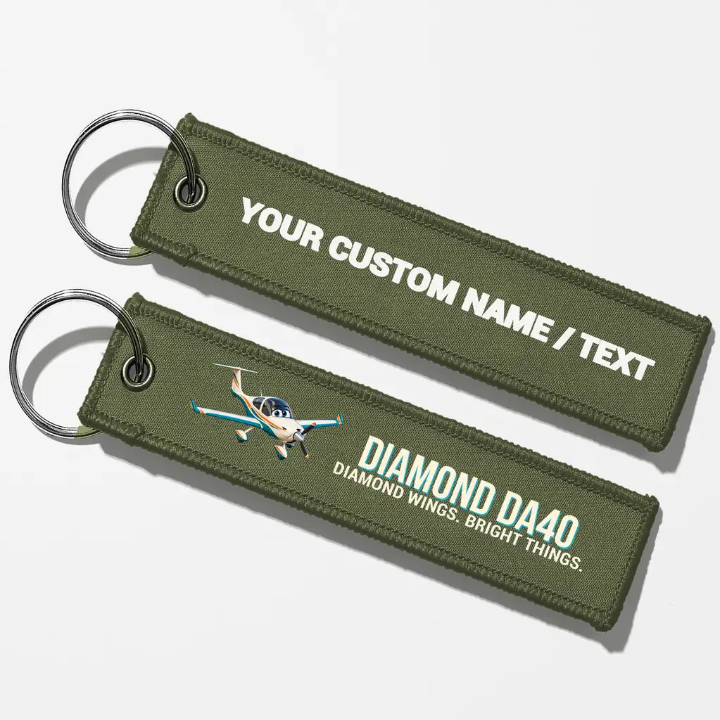 Cartoon Diamond DA40 Aviator Key Chains - Green Army - Personalized