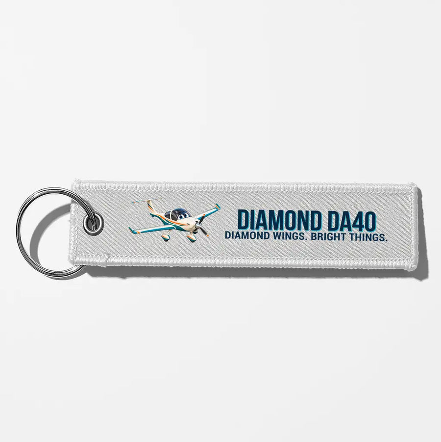 Cartoon Diamond DA40 Aviator Key Chains - White