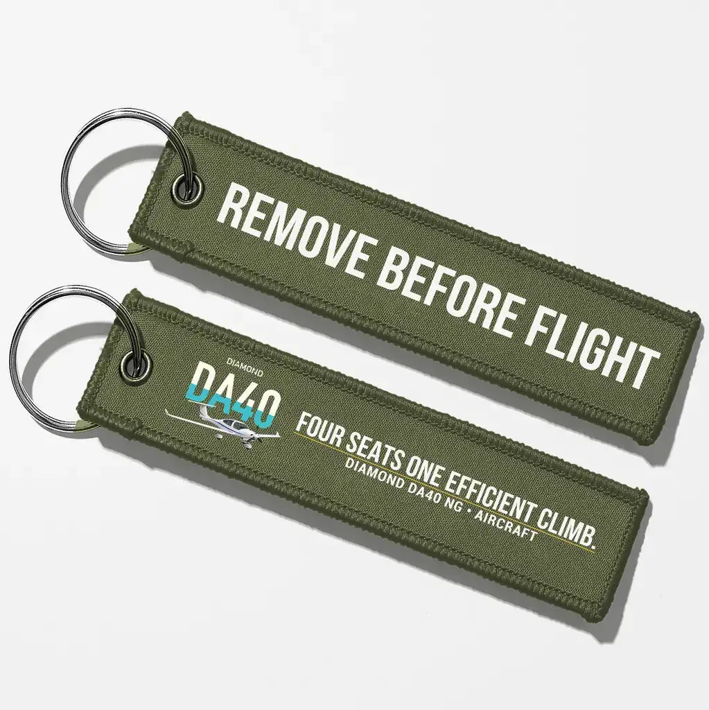 Diamond DA40 NG Aviator Key Chains - Green Army - Remove Before Flight