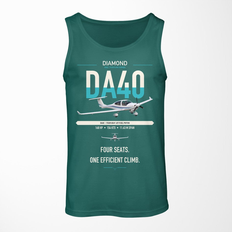 Diamond DA40 design on green tank top