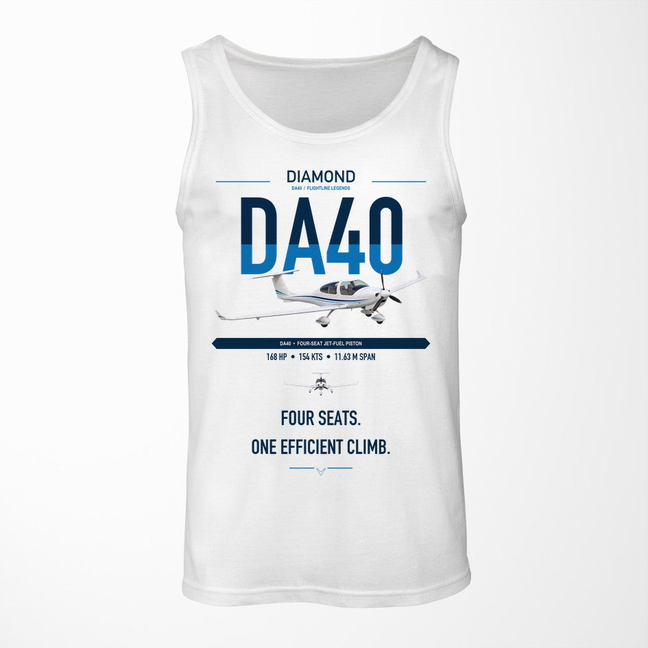 Diamond DA40 design on white tank top