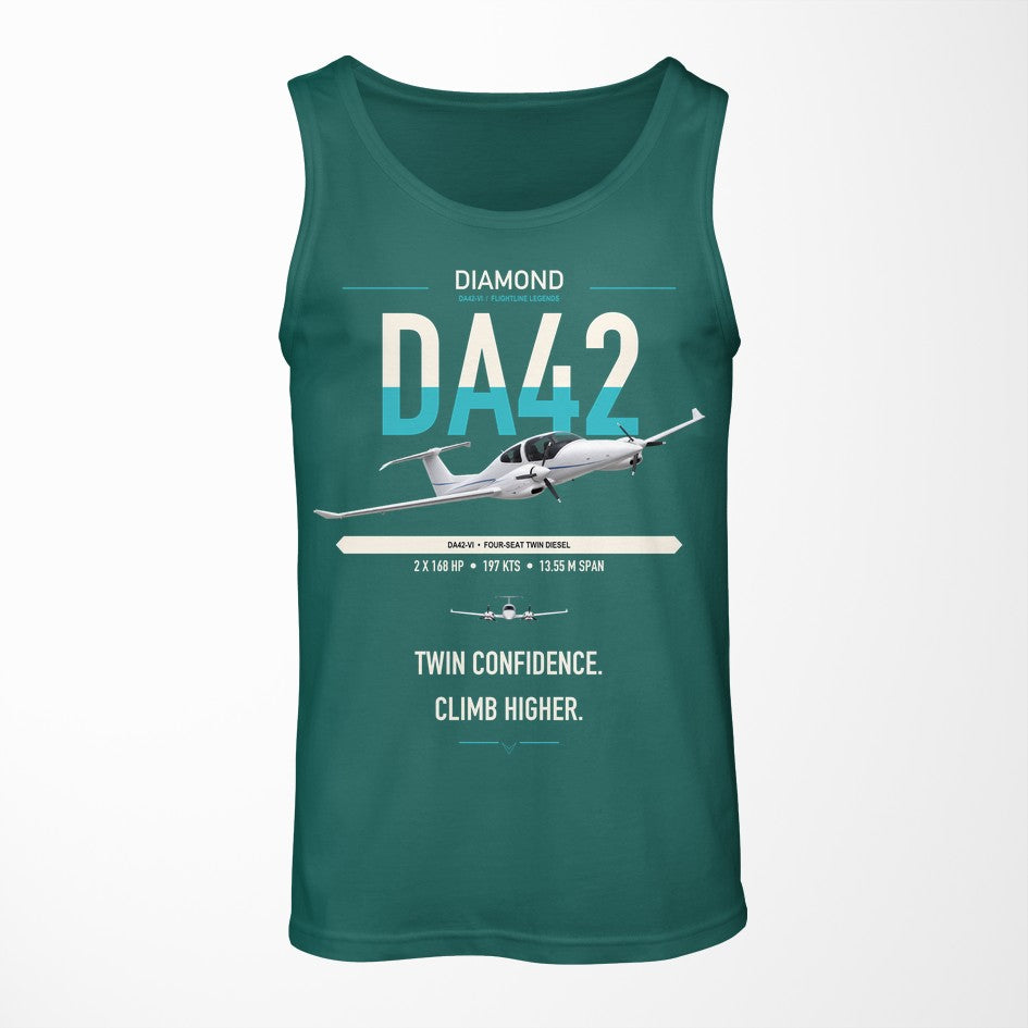 Diamond DA42-VI design on green tank top