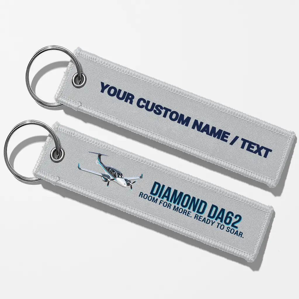 Cartoon Diamond DA62 Aviator Key Chains - Light Gray - Personalized