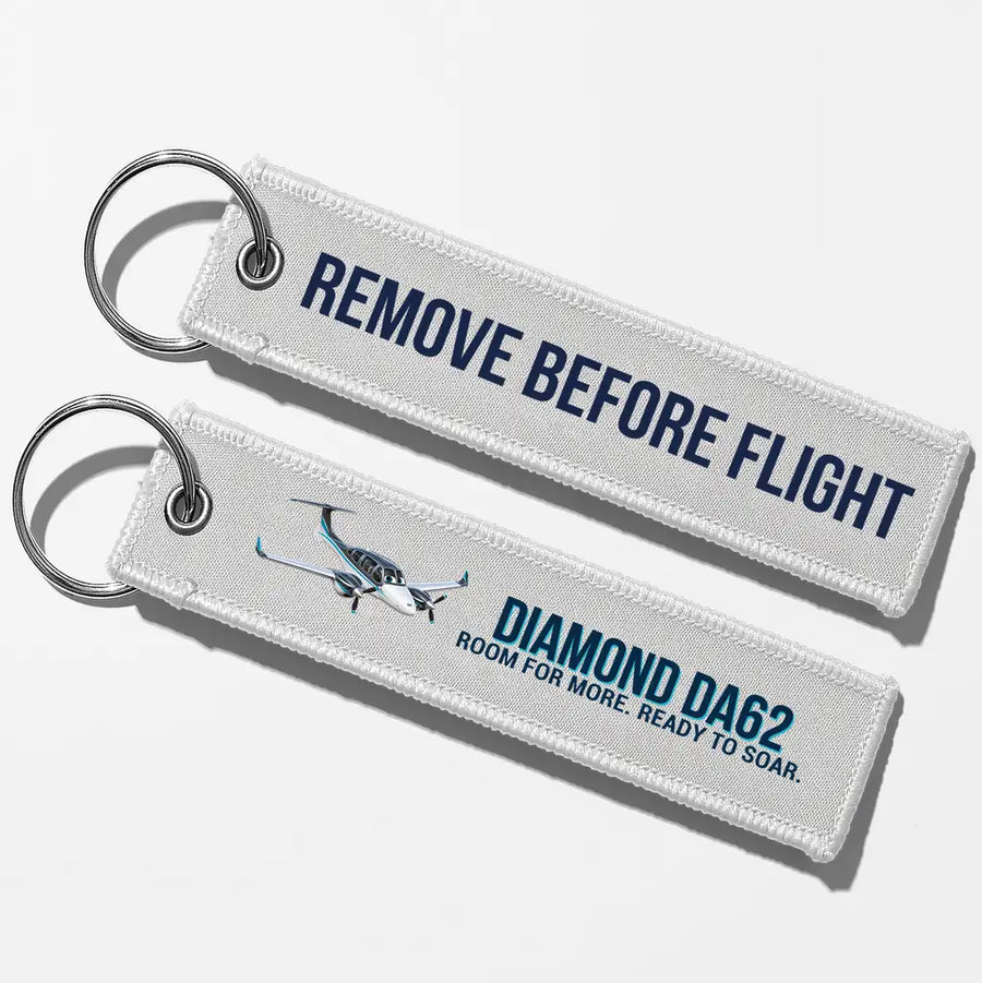 Cartoon Diamond DA62 Aviator Key Chains - White - Remove Before Flight