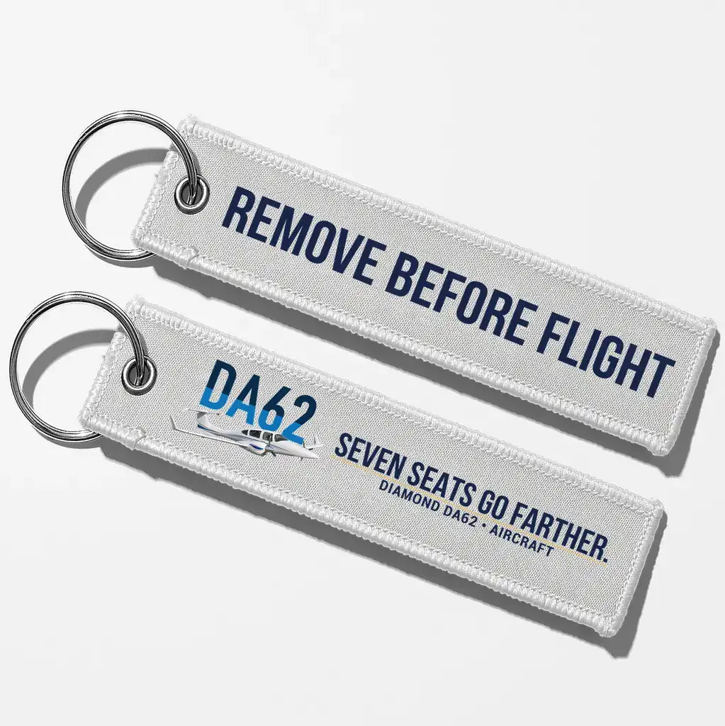 Diamond DA62 Aviator Key Chains - White - Remove Before Flight