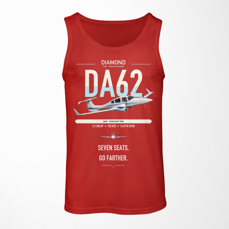 Diamond DA62 design on red tank top