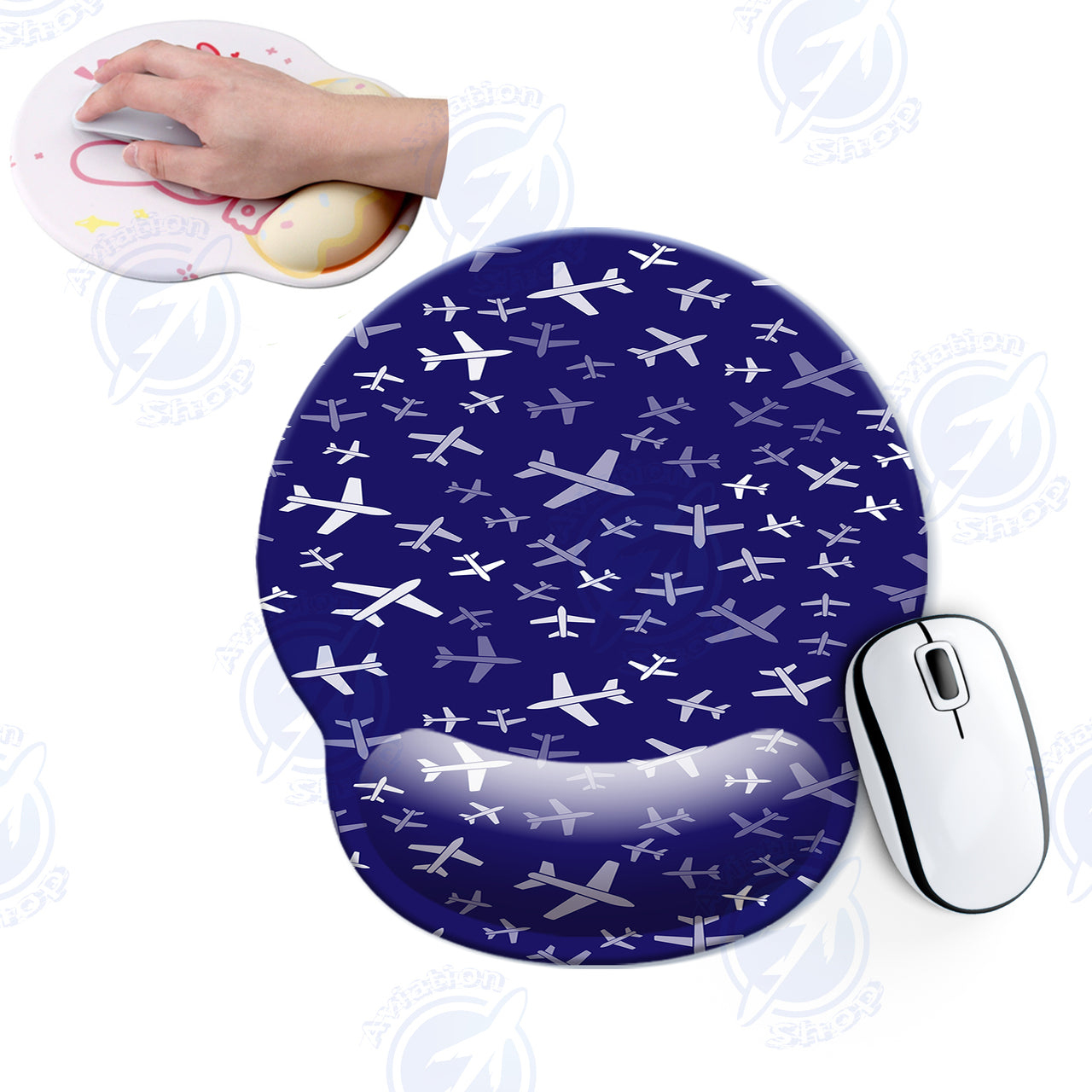 Different Sizes Seamless Airplanes Designed Ergonomic Mouse Pads