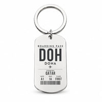 Thumbnail for Doha Hamad International Airport DOH - Key Chain - Boarding Pass Style - Silver