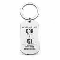 Thumbnail for Doha Hamad International Airport DOH - Key Chain - Customizable Boarding Pass - Silver