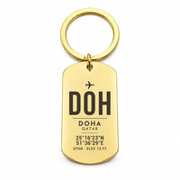 Thumbnail for Doha Hamad International Airport DOH - Key Chain - Original Design - Gold