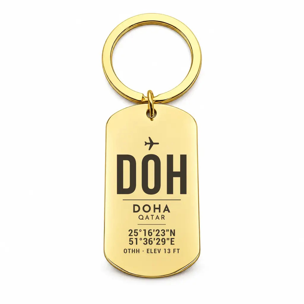 Doha Hamad International Airport DOH - Key Chain - Original Design - Gold