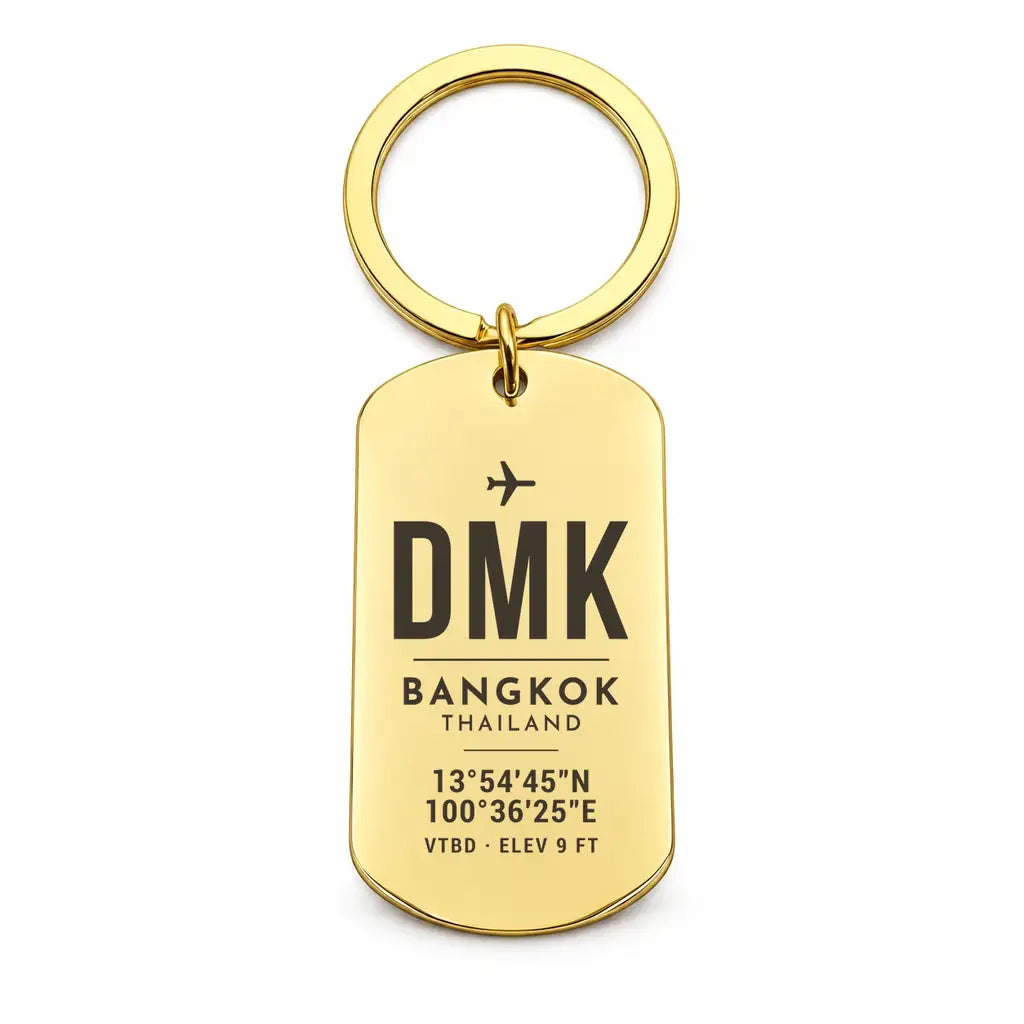 Don Mueang International Airport Bangkok DMK - Key Chain - Original Design - Gold