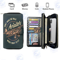 Thumbnail for Don't Make me Walk When I want To Fly Designed Leather Long Zipper Wallets