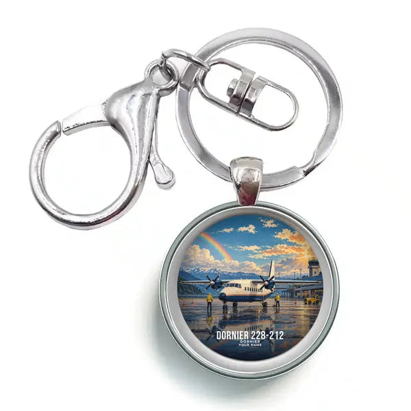 Dornier 228-212 - 3D + Name - Circle Key Chain - Full Print