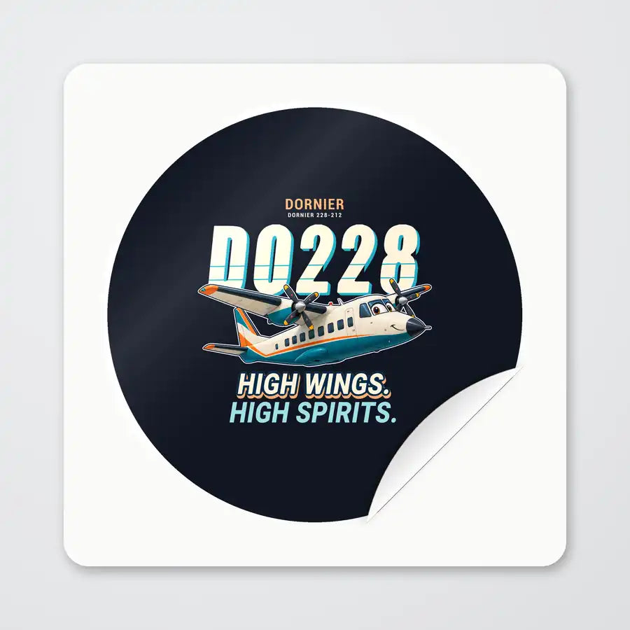 Dornier 228-212 - Cartoon - Circle Sticker - Peel