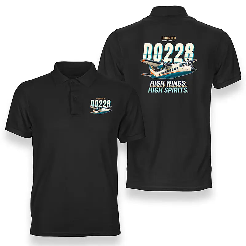 Dornier 228-212 - Cartoon - Double-Side Polo - Black