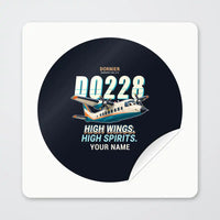 Thumbnail for Dornier 228-212 - Cartoon + Name - Circle Sticker - Peel