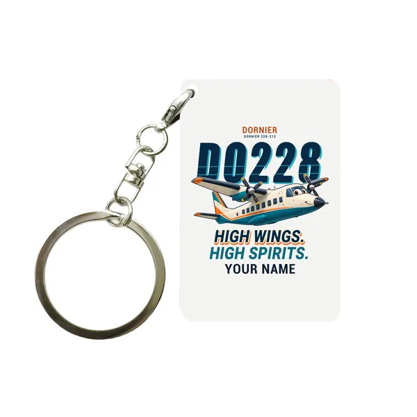 Dornier 228-212 - Cartoon + Name - Key Chain - White