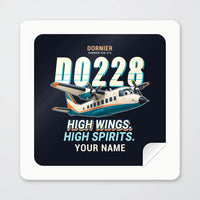 Thumbnail for Dornier 228-212 - Cartoon + Name - Square Sticker - Peel