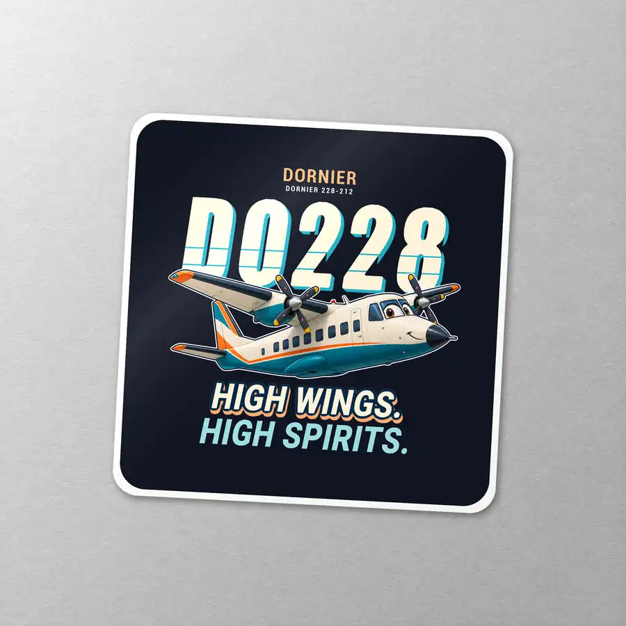 Dornier 228-212 - Cartoon - Square Sticker - Close-up