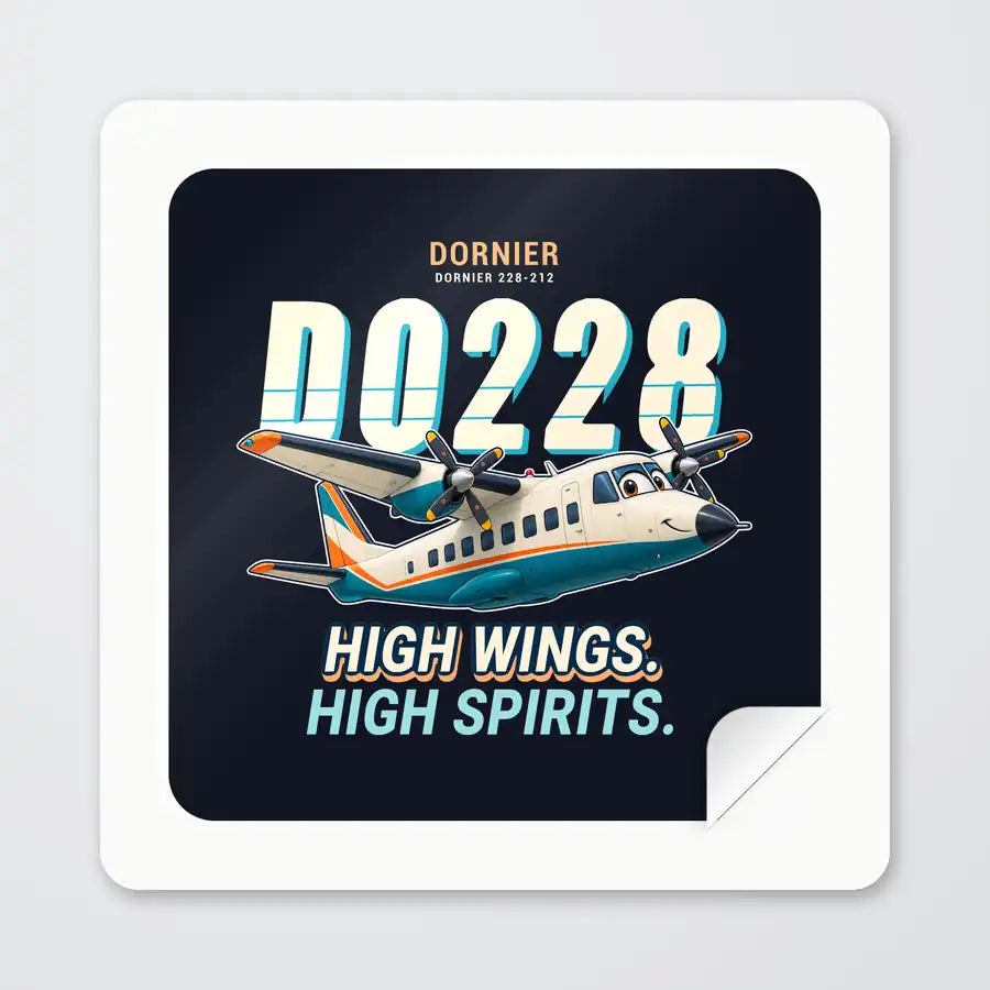 Dornier 228-212 - Cartoon - Square Sticker - Peel
