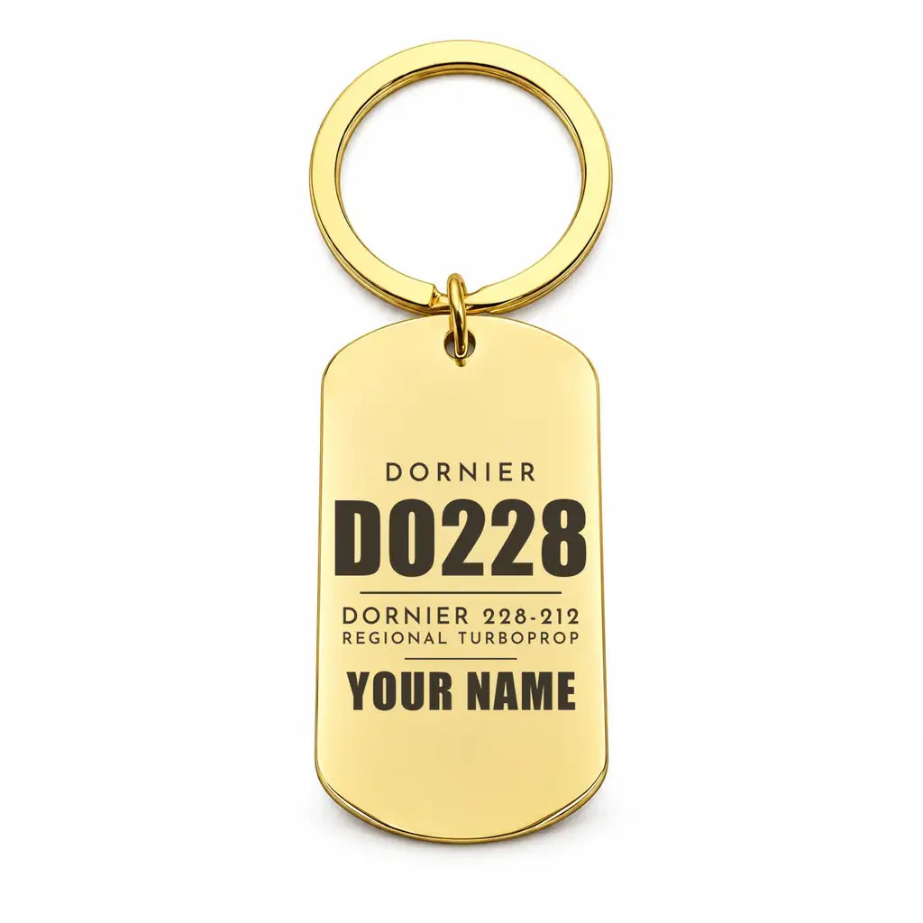 Dornier 228-212 - Key Chain - Tag + Name - Gold