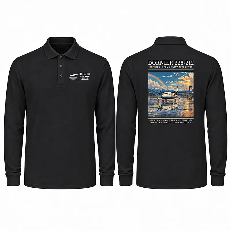 Dornier 228-212 Premium Polo T-Shirts - Poster - Long Sleeve - Black