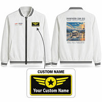 Thumbnail for Dornier 228-212 Stylish Jackets - Baseball Collar - Poster + Name - White