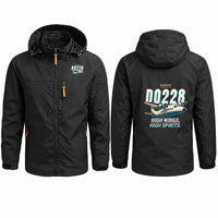 Thumbnail for Dornier 228-212 Stylish Jackets - Hooded Windbreaker - Cartoon - Black