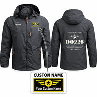 Thumbnail for Dornier 228-212 Stylish Jackets - Hooded Windbreaker - Heritage + Name - Charcoal