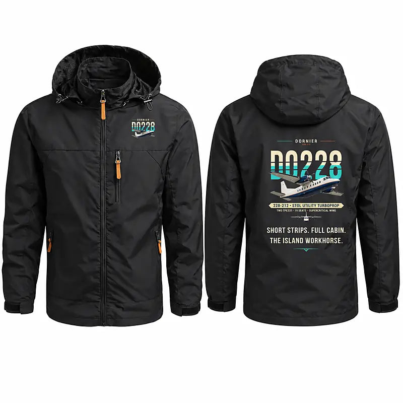 Dornier 228-212 Stylish Jackets - Hooded Windbreaker - Original - Black