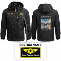 Thumbnail for Dornier 228-212 Stylish Jackets - Hooded Windbreaker - Poster + Name - Black