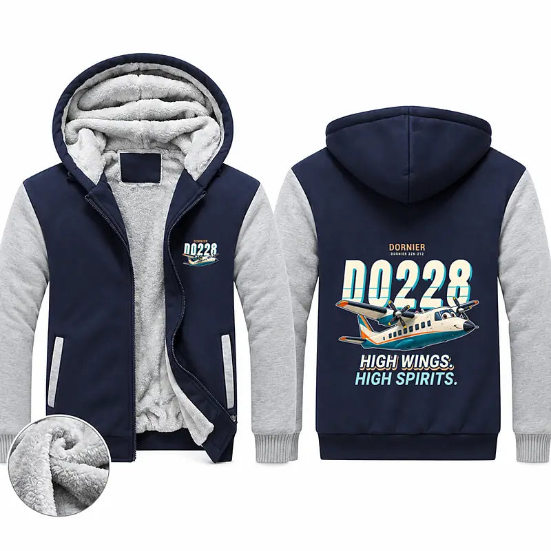 Dornier 228-212 Zipped Sweatshirts - Cartoon - Navy & Gray