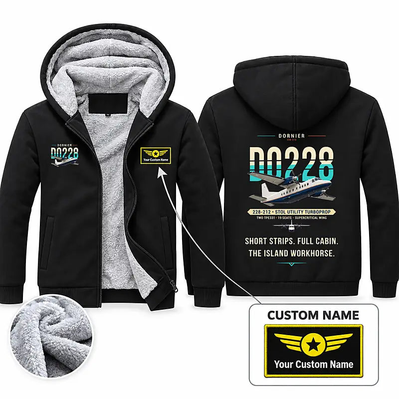 Dornier 228-212 Zipped Sweatshirts - Original + Name - Black