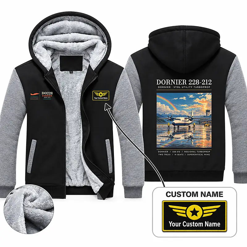 Dornier 228-212 Zipped Sweatshirts - Poster + Name - Black & Gray