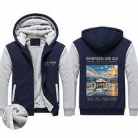 Thumbnail for Dornier 228-212 Zipped Sweatshirts - Poster - Navy & Gray