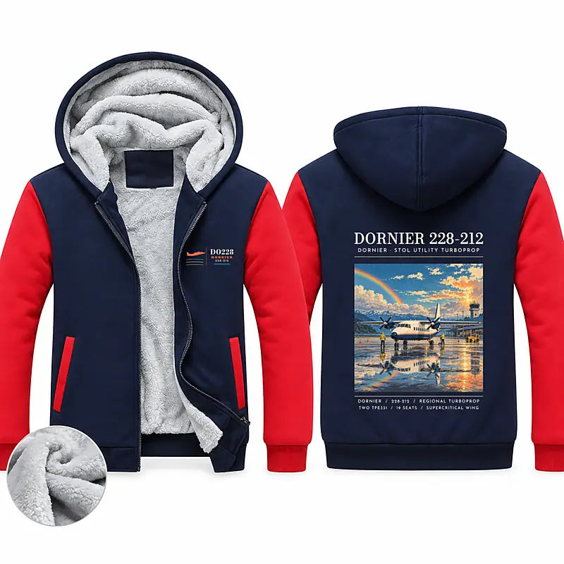 Dornier 228-212 Zipped Sweatshirts - Poster - Navy & Red