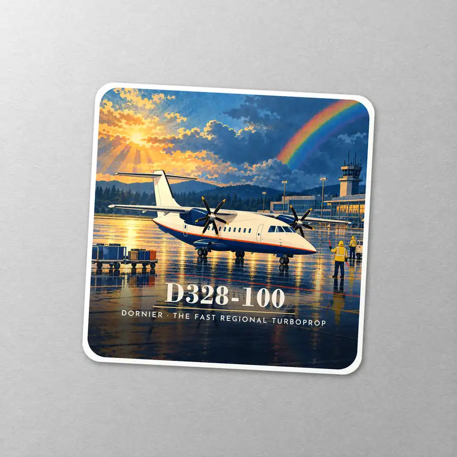 Dornier D328-100 - 3D - Square Sticker - Close-up