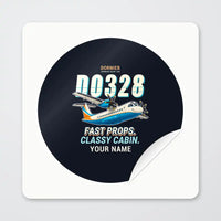 Thumbnail for Dornier D328-100 - Cartoon + Name - Circle Sticker - Peel